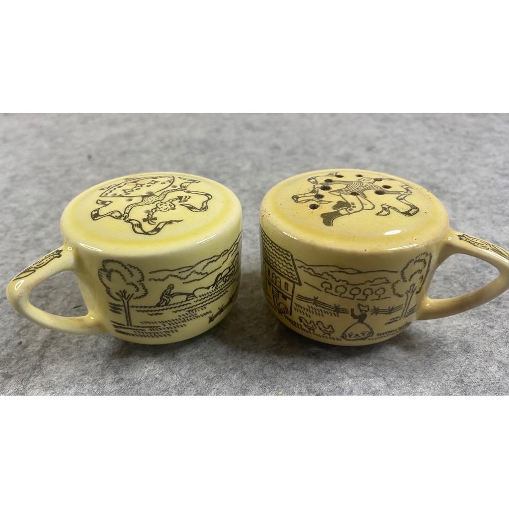 Royal‎ China Bucks County Salt and Pepper Shakers Farmhouse Folk Art Vintage